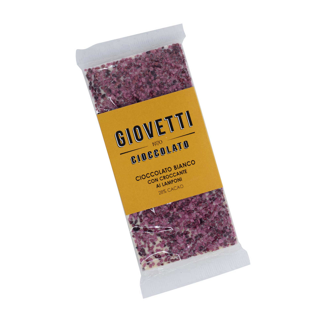 Tavoletta Cioccolato Bianco e Croccante ai Lamponi - Giovetti.it - Shop online 